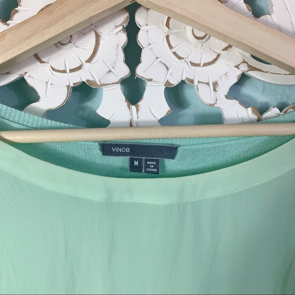 Vince. Mint Green Silk Tunic Top - Picture 4 of 7
